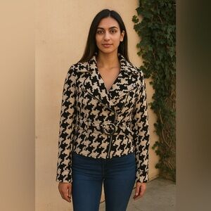 Express wool houndstooth moto style jacket